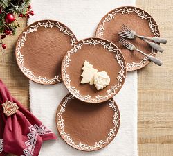 Gingerbread Stoneware Dinner Plates - Set of 4