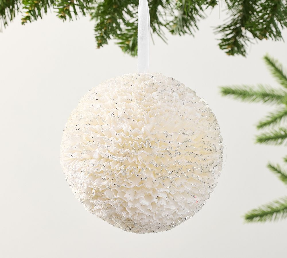 White Paper &amp; Glitter Ball Ornament
