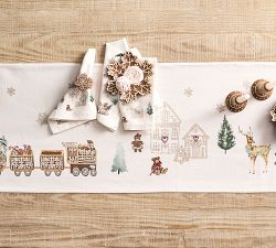 Gingerbread Train Embroidered Table Runner