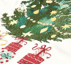 Gingerbread Train Embroidered Cotton Table Throw