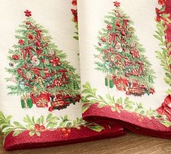 Nostalgic Christmas Icon Embroidered Cotton Twill Napkins - Set of 4