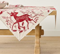Fair Isle Deer Cotton Embroidered Table Throw