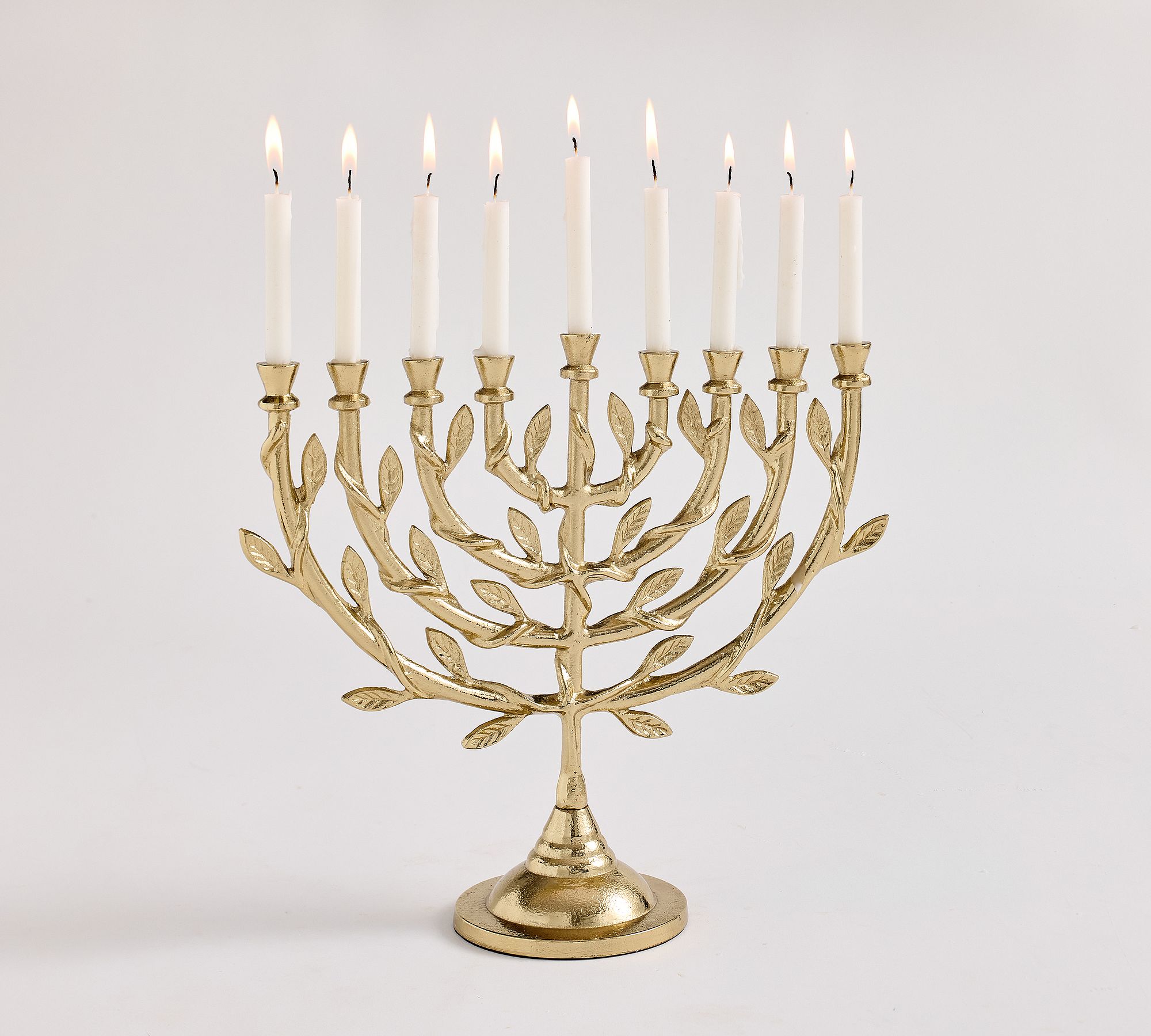 brass menorah with botanical design from Pottery Barn
