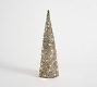 Lit Gold Glitter Cone Trees