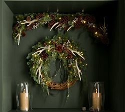 Faux Lit Rustic Glam Wreath &amp; Garland