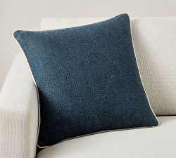 Open Box: Everyday Linen Reversible Piped Pillow Cover, 20" - Midnight/Flax/Chambray