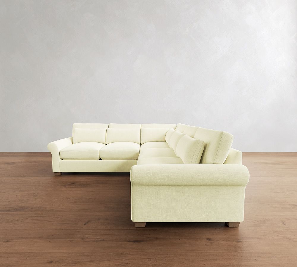 PB Comfort Modern Roll Arm Deep Seat 3-Piece L-Shaped Sectional (112&quot;)