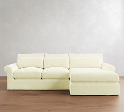 PB Comfort Modern Roll Arm Deep Seat Slipcovered Chaise Sectional (105"-131")