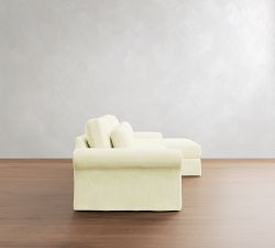 PB Comfort Modern Roll Arm Deep Seat Slipcovered Chaise Sectional (105"-131")