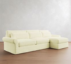 PB Comfort Modern Roll Arm Deep Seat Slipcovered Chaise Sectional (105"-131")