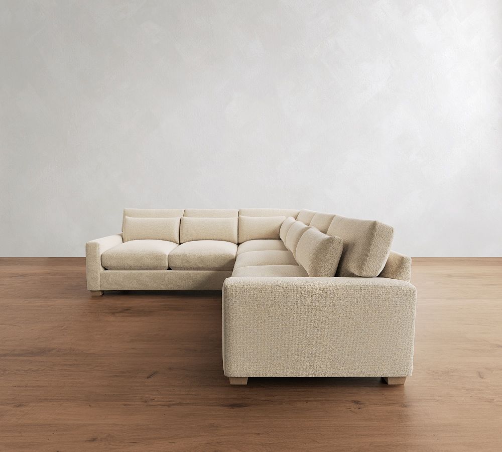 PB Comfort Modern Square Arm Deep Seat 3-Piece L-Shaped Sectional (110&quot;)