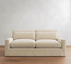PB Comfort Modern Square Arm Deep Seat Slipcovered Sofa (62&quot;&ndash;118&quot;)