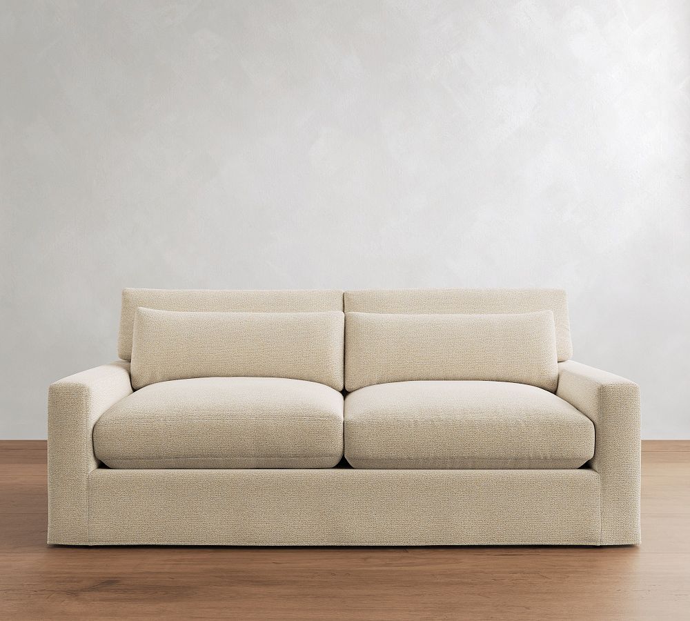 PB Comfort Modern Square Arm Deep Seat Slipcovered Sofa (62&quot;&ndash;118&quot;)