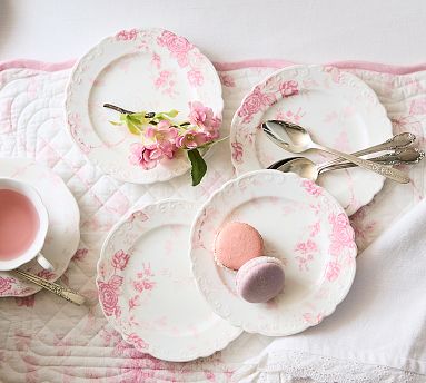 LoveShackFancy Pink Rose Appetizer Plates - Set of 4