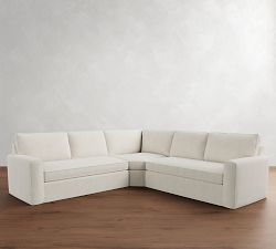 Pearce Square Arm Slipcovered 3-Piece L-Shaped Wedge Sectional (118&quot;&ndash;126.5&quot;)