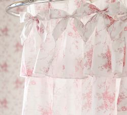 LoveShackFancy Pink Rose Ruffle Shower Curtain