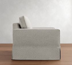 PB Comfort Square Arm Slipcovered Swivel Chair
