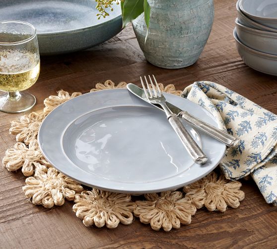 Cambria Handcrafted Stoneware Dinner Plates: Chambray
