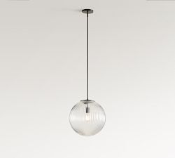 Cooper Ribbed Glass Globe Pendant (16")