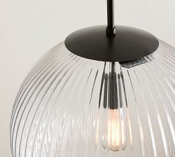 Cooper Ribbed Glass Globe Pendant (16")
