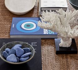 Faux White Branching Coral on Black Stand