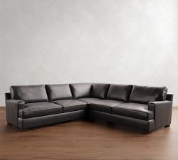 Townsend Square Arm Leather 3-Piece L-Shaped Sectional (113&quot;)