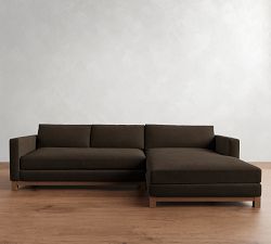 Jake Leather Brindle Wood Base Chaise Sectional (111&quot;&ndash;121&quot;)