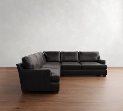 Townsend Square Arm Leather 3-Piece L-Shaped Sectional (113&quot;)