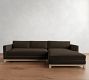 Jake Leather Seadrift Wood Base Chaise Sectional (111&quot;&ndash;121&quot;)