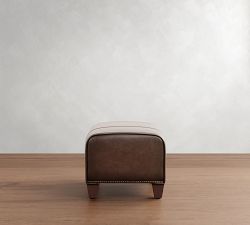 Manhattan Leather Ottoman with Nailheads