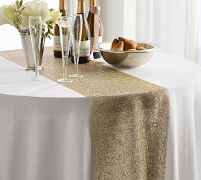 テーブル用品 Chilewich llic Lace Gold Runner Chilewich Metallic Lace Table Runner in Gold | Pottery Barn