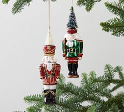 Mercury Glass Nutcracker Ornaments Set Of 2