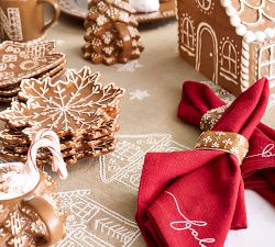 Gingerbread Stoneware Napkin Rings - Mixed Set of 4