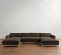 Jake Leather Seadrift Wood Base Double Chaise Sectional (145&quot;&ndash;164&quot;)