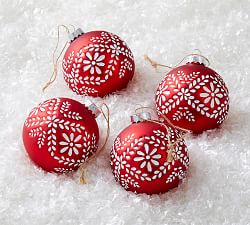 Rustic Mercury Glass Ball Ornaments - Set of 4