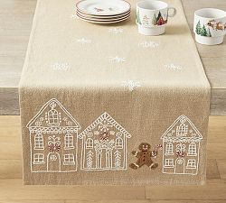 Gingerbread Village Embroidered Table Runner