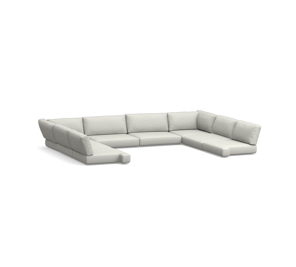 Huntington Slope-Arm Outdoor Sectional 8Pc Cushion Cover (2 Crn/1 RA/1 LA/4 Armless); High Performance Textured Slub, White
