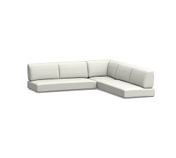 Rockport Outdoor Sectional 3Pc Cushion (1LA/1RA Loveseat/1 Crn); High Performance Canvas, White