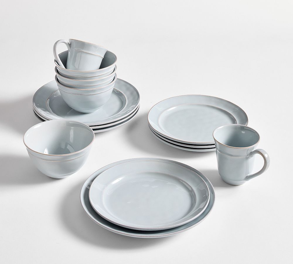 Cambria Handcrafted Stoneware Dinnerware Sets - 10 3/4" Dinner Plate with Cereal Bowl - Chambray