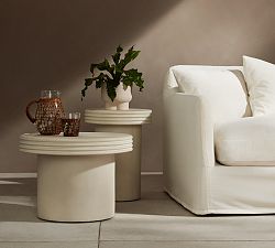 Champman Concrete Round Nesting Outdoor End Tables, Set of 2