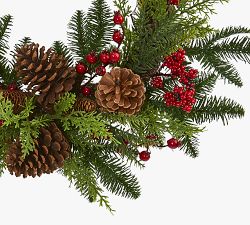 Mixed Pine & Cedar Wreath With Berries