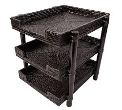 Tava Handwoven Rattan 3 Tray Paper Sorter