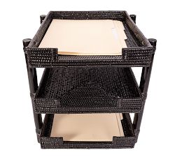 Tava Handwoven Rattan 3 Tray Paper Sorter