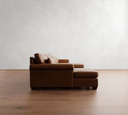 York Roll Arm Deep Seat Leather Double Chaise Sectional (116"-136")