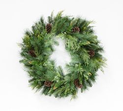 Faux Pinecone &amp; Berry Cedar Wreath