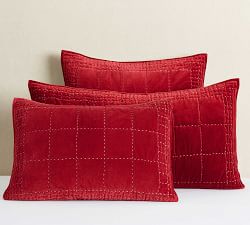 Open Box: Velvet Handcrafted Box Stitch Quilted Sham