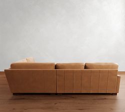 Turner Square Arm Leather 3-Piece Wedge Sectional (116&quot;&ndash;121&quot;)