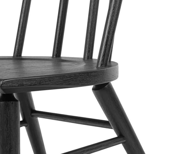 Close-up of chair back detail where seat connects to curved backrest supports