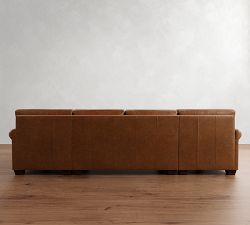 York Roll Arm Leather Double Chaise Sectional (116"-136")