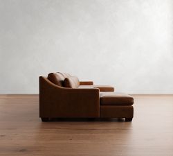 York Slope Arm Deep Seat Leather Double Chaise Sectional (112"-132")